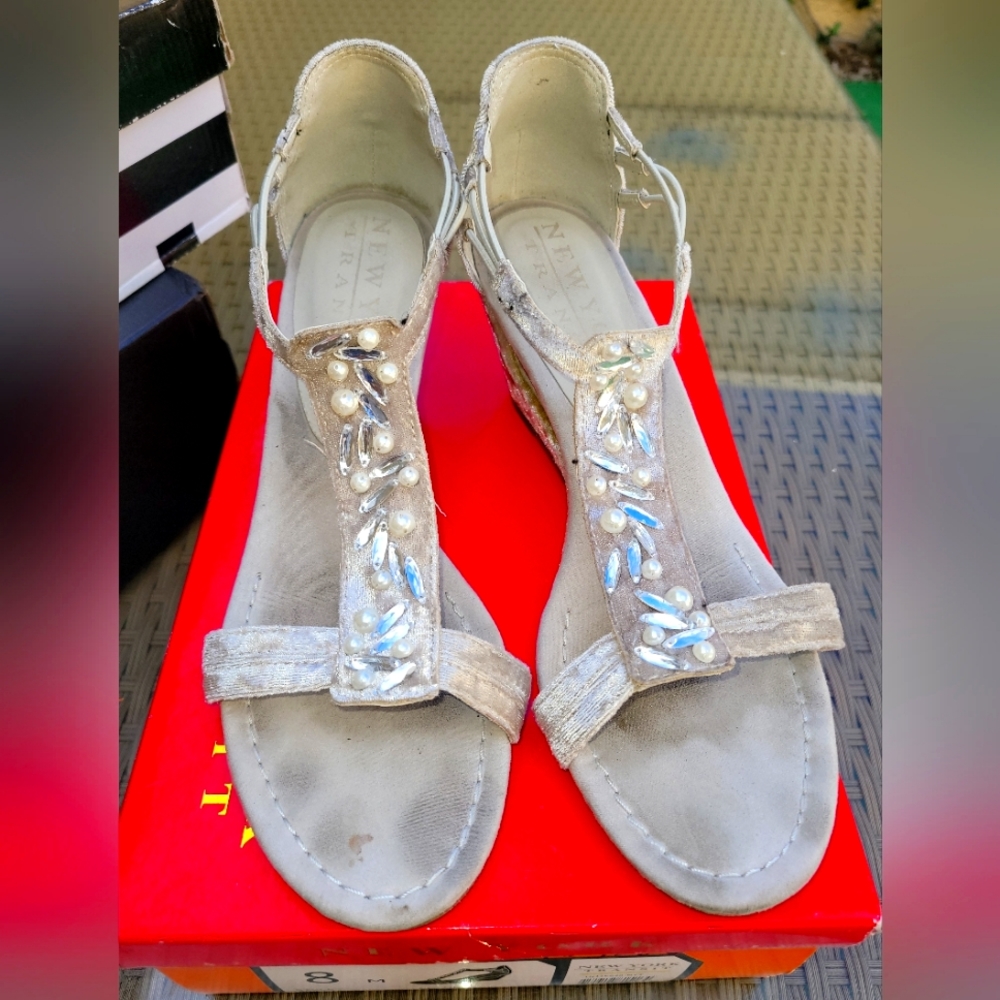 Velvet Jeweled Sandals